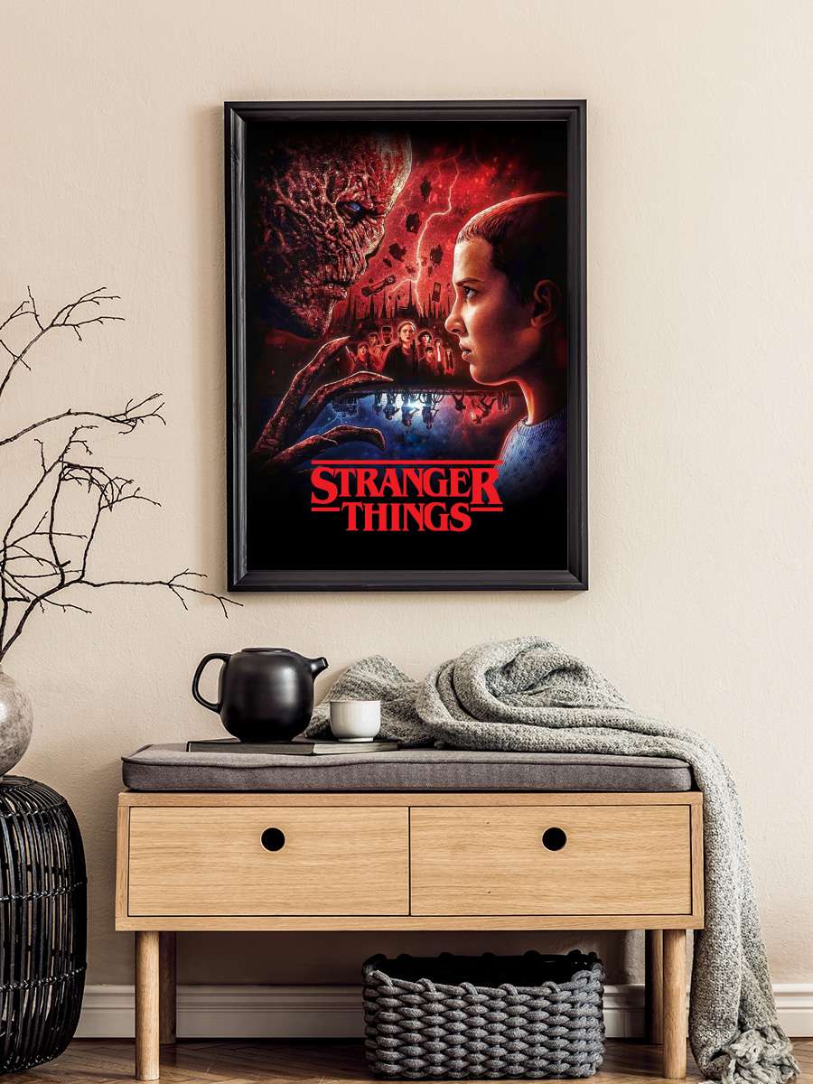 Stranger Things Dizi Tablo Siyah Çerçeveli Dizi Poster Duvar Tablo