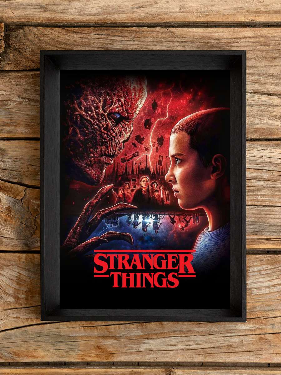 Stranger Things Dizi Tablo Siyah Çerçeveli Dizi Poster Duvar Tablo