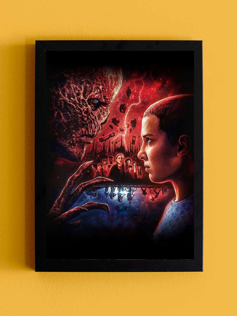 Stranger Things Dizi Tablo Siyah Çerçeveli Dizi Poster Duvar Tablo