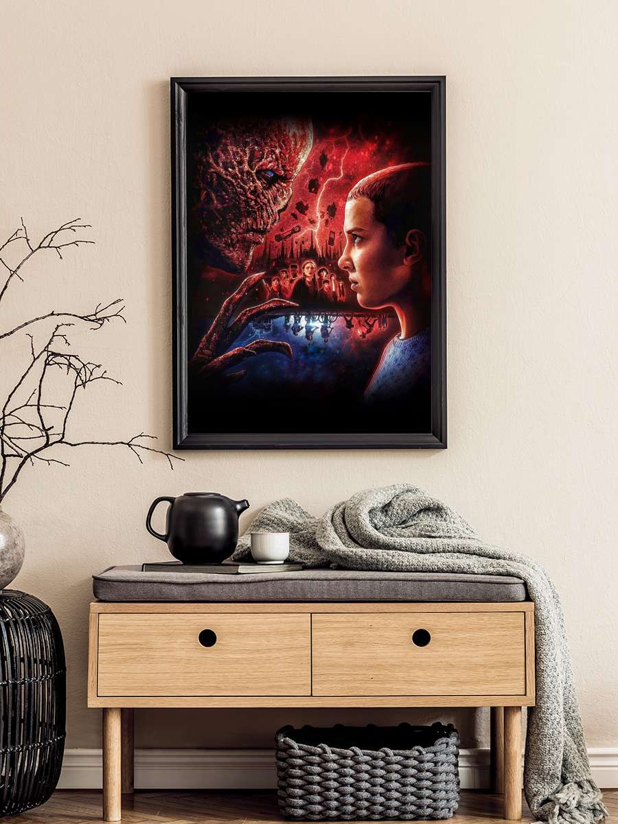 Stranger Things Dizi Tablo Siyah Çerçeveli Dizi Poster Duvar Tablo