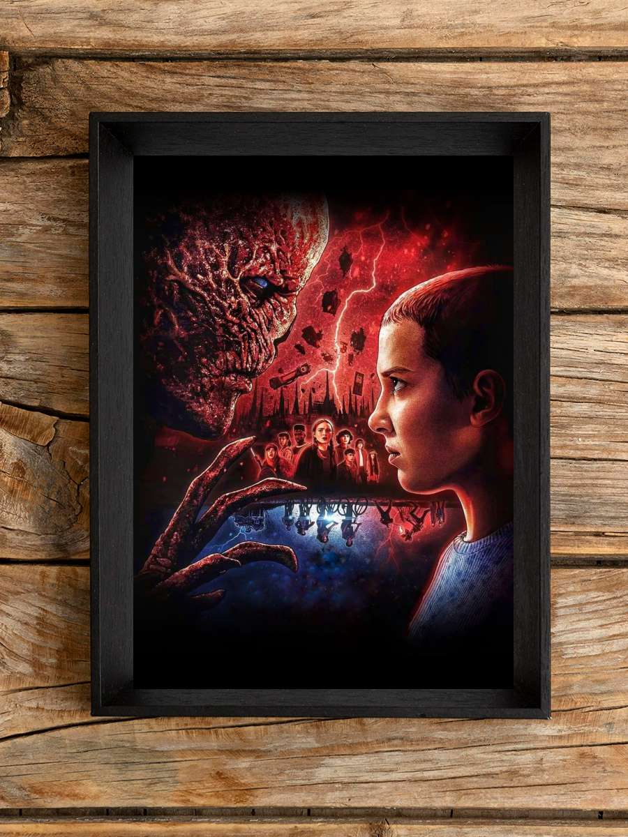 Stranger Things Dizi Tablo Siyah Çerçeveli Dizi Poster Duvar Tablo