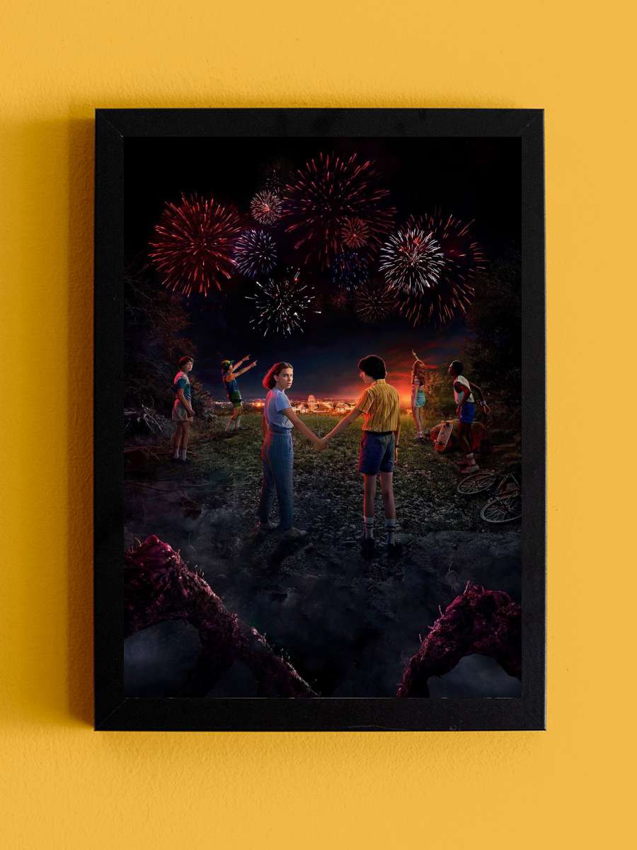 Stranger Things Dizi Tablo Siyah Çerçeveli Dizi Poster Duvar Tablo