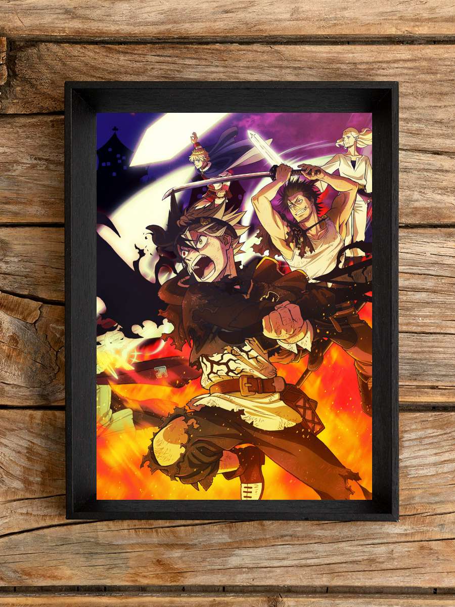 Black Clover - ブラッククローバー Dizi Tablo Siyah Çerçeveli Dizi Poster Duvar Tablo