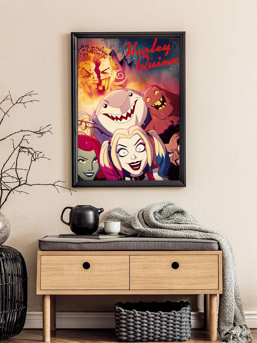 Harley Quinn Dizi Tablo Siyah Çerçeveli Dizi Poster Duvar Tablo