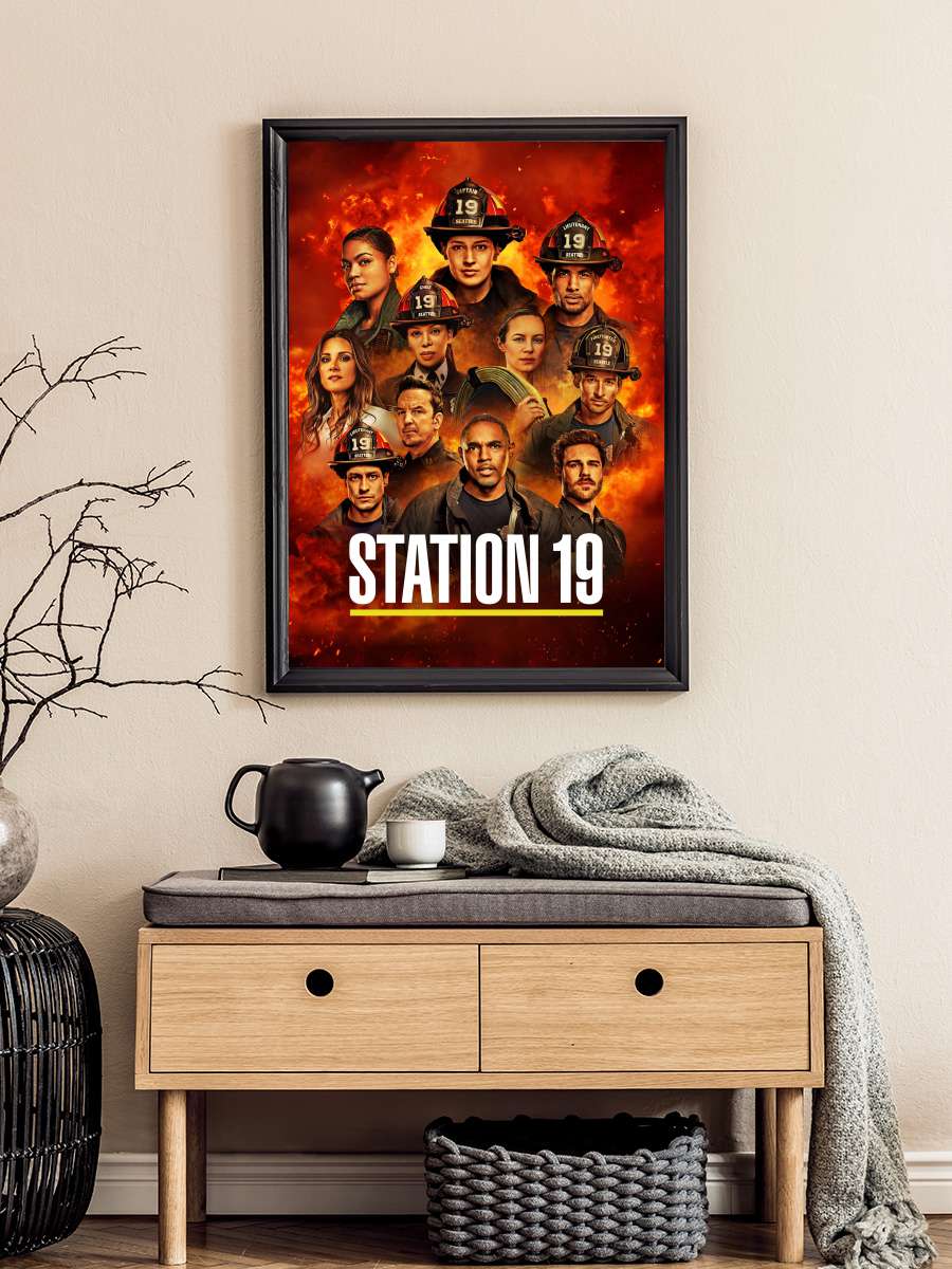 Station 19 Dizi Tablo Siyah Çerçeveli Dizi Poster Duvar Tablo