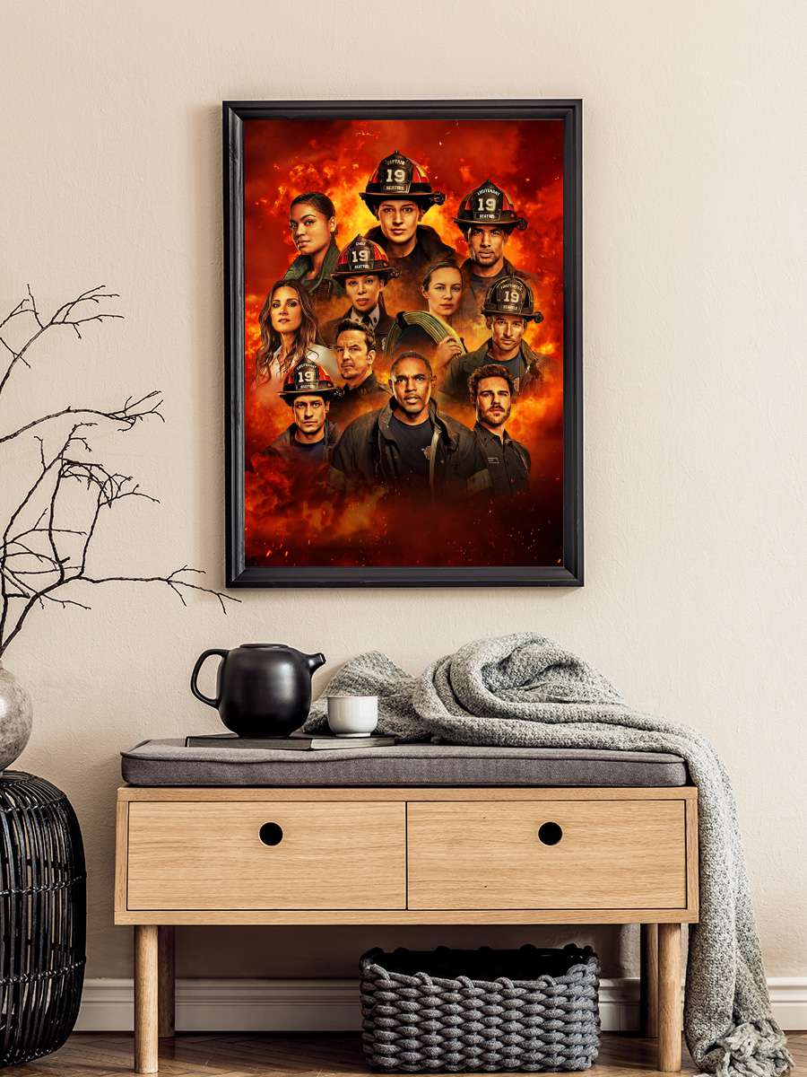 Station 19 Dizi Tablo Siyah Çerçeveli Dizi Poster Duvar Tablo