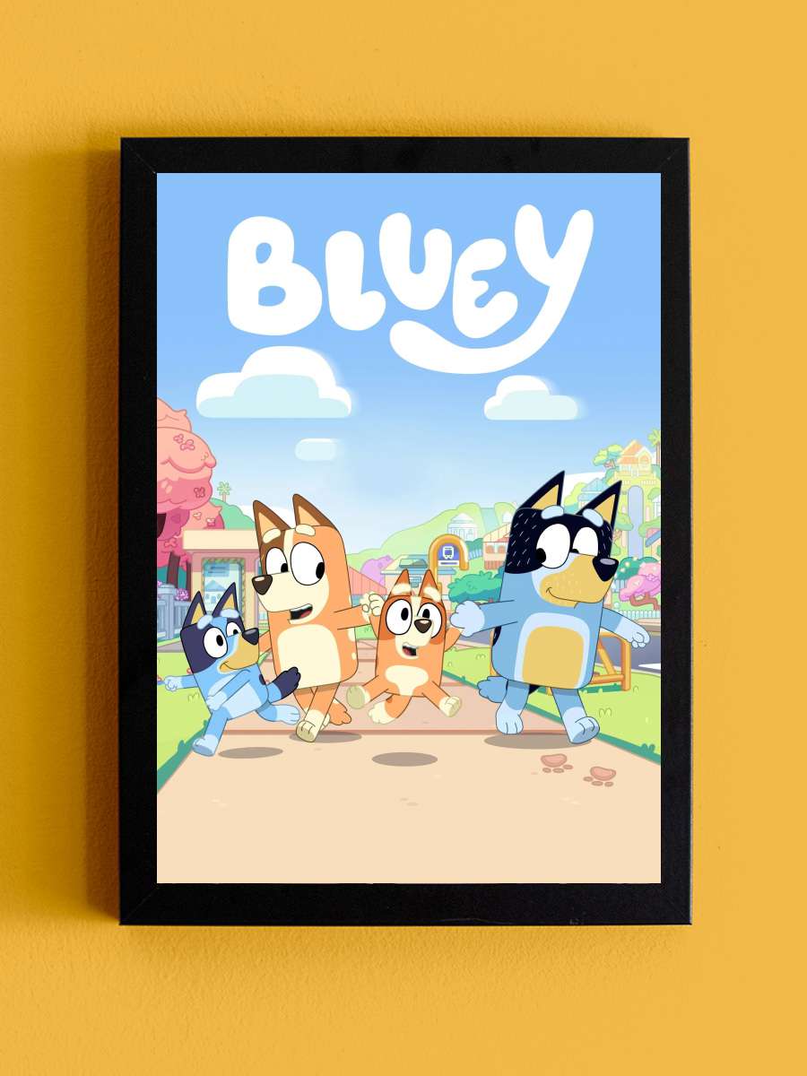 Bluey Dizi Tablo Siyah Çerçeveli Dizi Poster Duvar Tablo