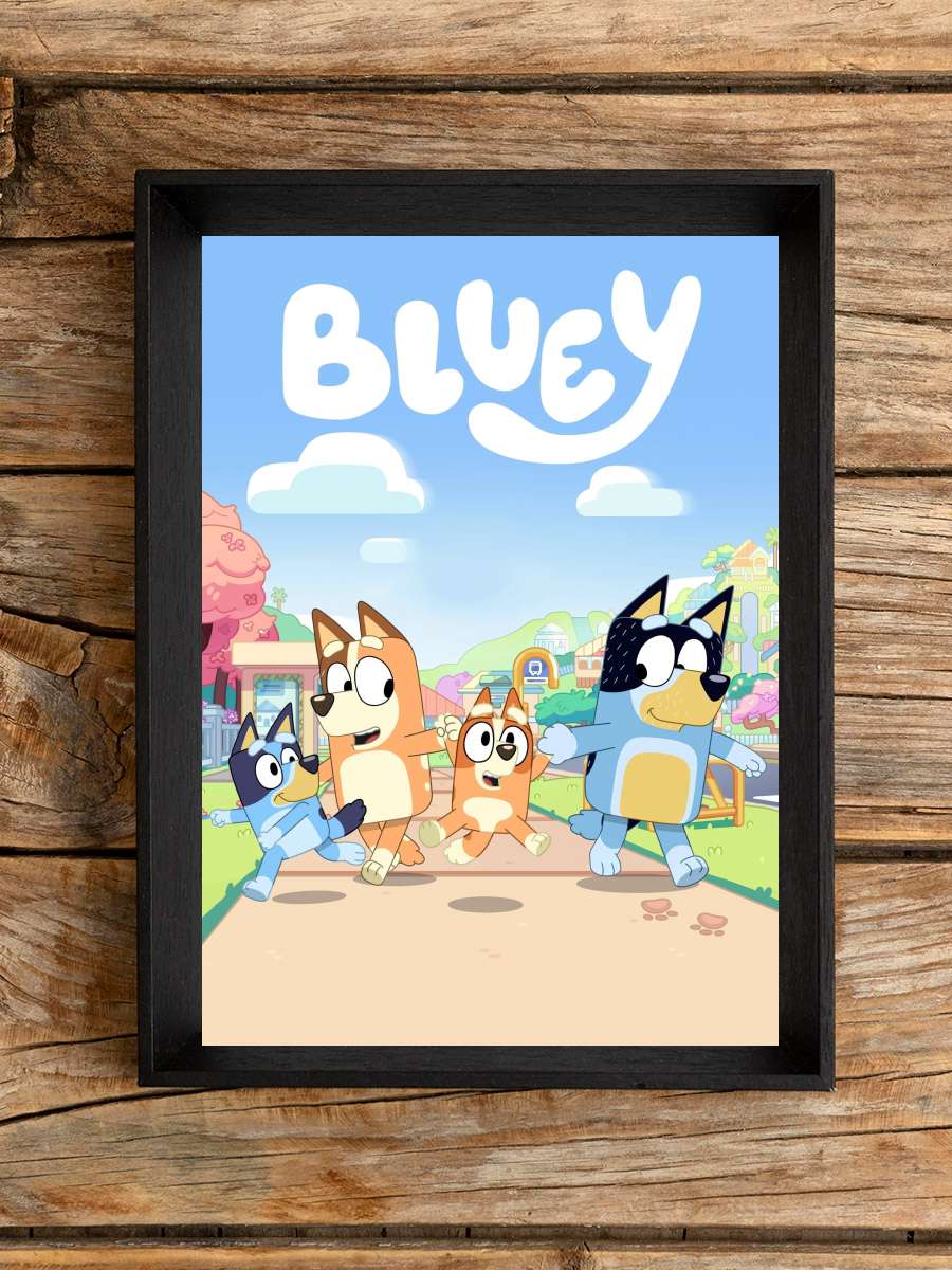 Bluey Dizi Tablo Siyah Çerçeveli Dizi Poster Duvar Tablo