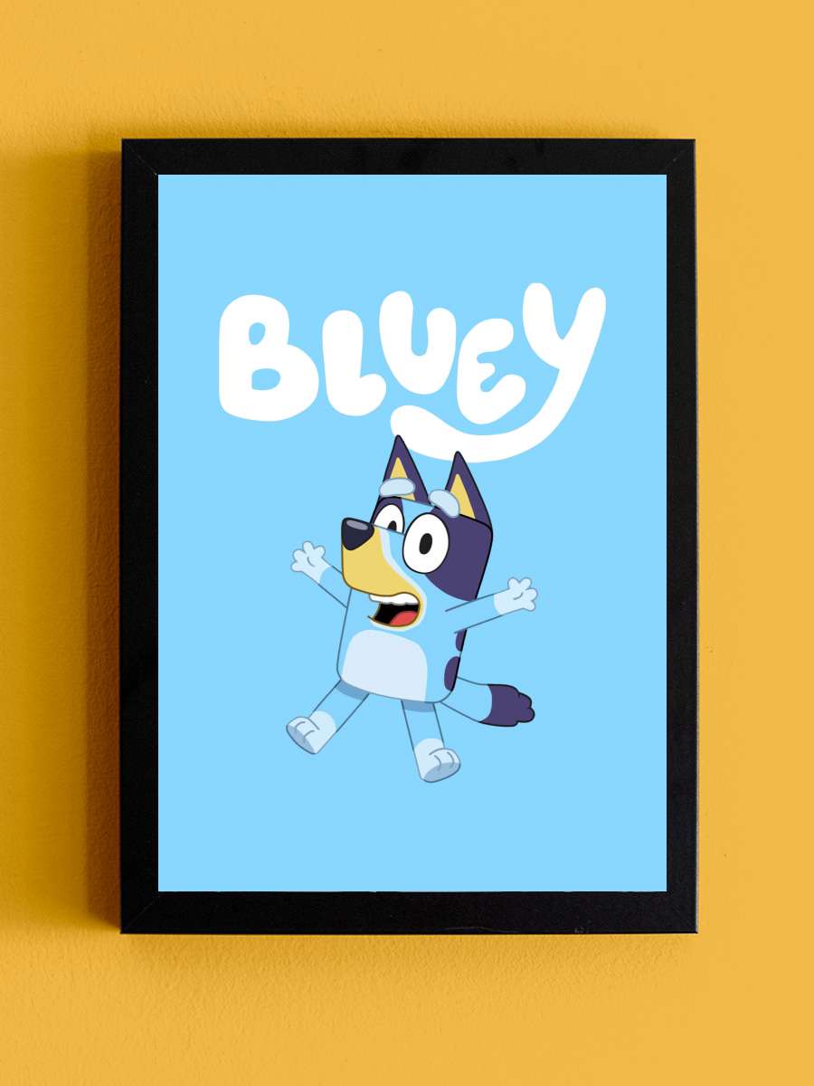 Bluey Dizi Tablo Siyah Çerçeveli Dizi Poster Duvar Tablo