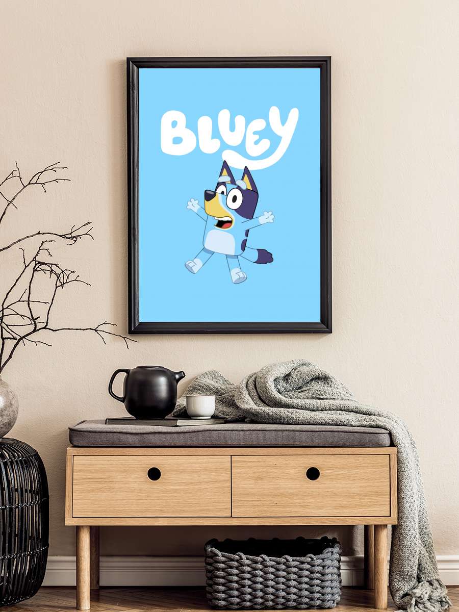 Bluey Dizi Tablo Siyah Çerçeveli Dizi Poster Duvar Tablo