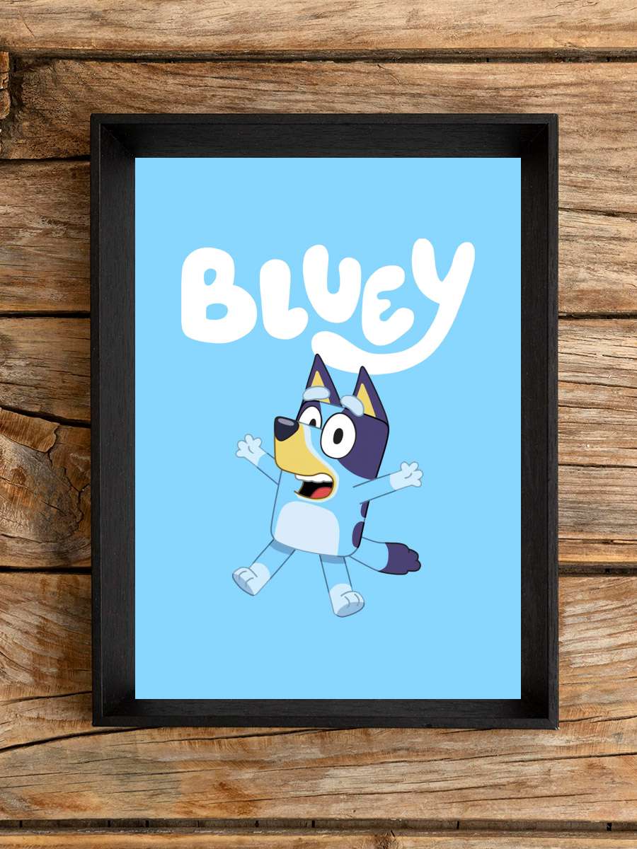 Bluey Dizi Tablo Siyah Çerçeveli Dizi Poster Duvar Tablo