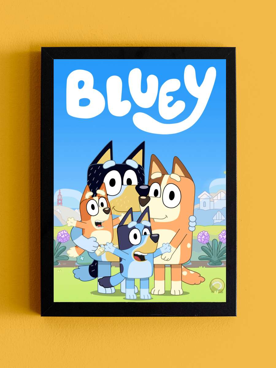 Bluey Dizi Tablo Siyah Çerçeveli Dizi Poster Duvar Tablo