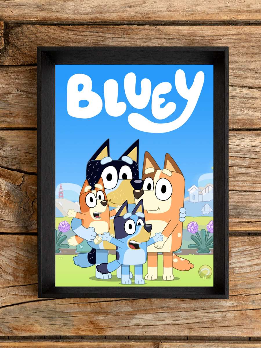 Bluey Dizi Tablo Siyah Çerçeveli Dizi Poster Duvar Tablo