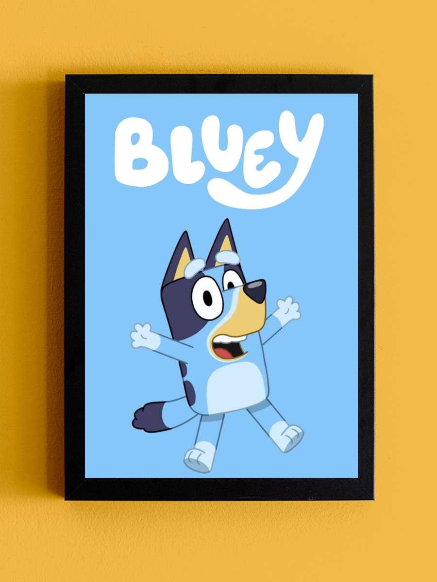 Bluey Dizi Tablo Siyah Çerçeveli Dizi Poster Duvar Tablo