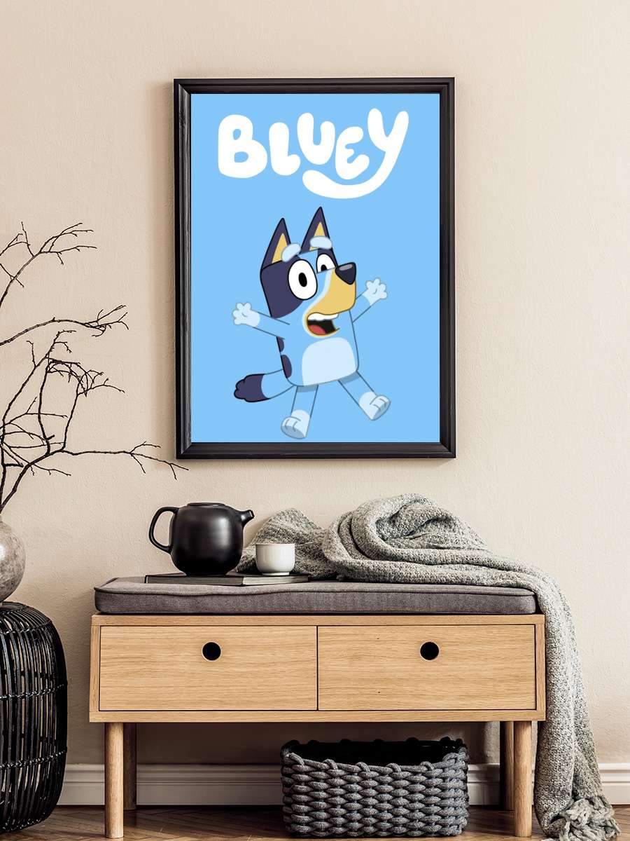 Bluey Dizi Tablo Siyah Çerçeveli Dizi Poster Duvar Tablo