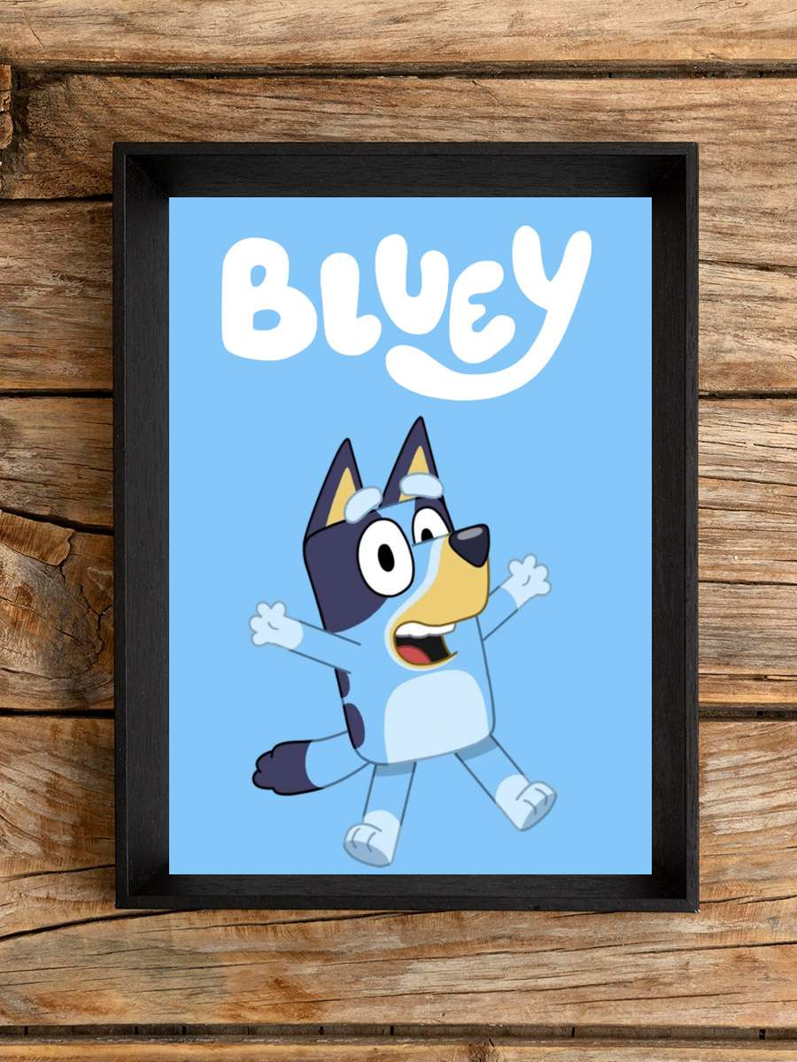 Bluey Dizi Tablo Siyah Çerçeveli Dizi Poster Duvar Tablo