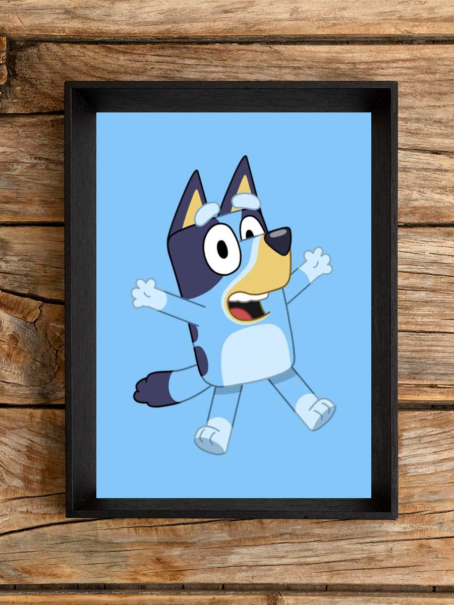 Bluey Dizi Tablo Siyah Çerçeveli Dizi Poster Duvar Tablo