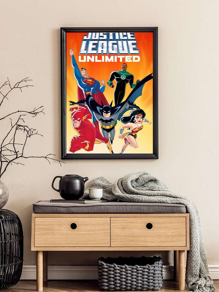 Justice League Unlimited Dizi Tablo Siyah Çerçeveli Dizi Poster Duvar Tablo