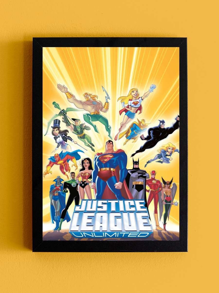 Justice League Unlimited Dizi Tablo Siyah Çerçeveli Dizi Poster Duvar Tablo