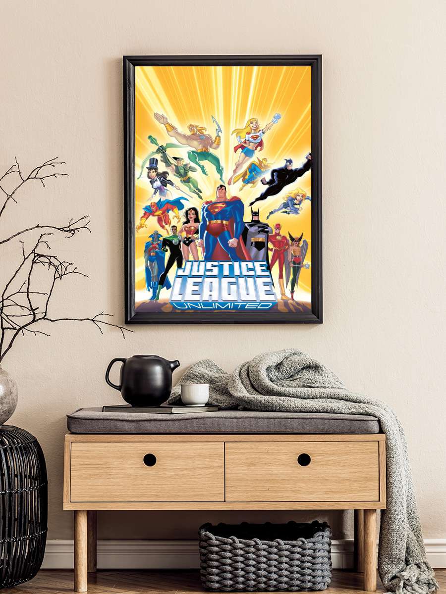 Justice League Unlimited Dizi Tablo Siyah Çerçeveli Dizi Poster Duvar Tablo