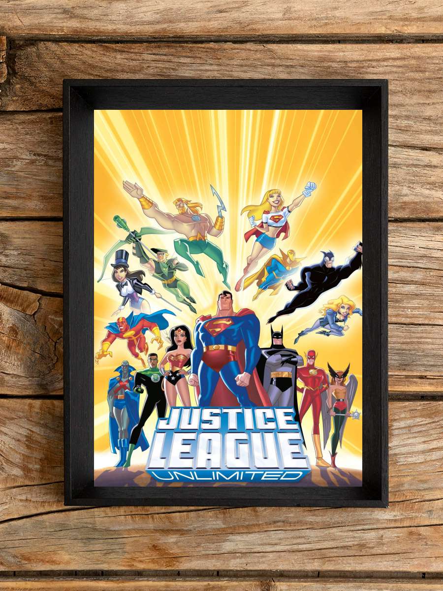 Justice League Unlimited Dizi Tablo Siyah Çerçeveli Dizi Poster Duvar Tablo