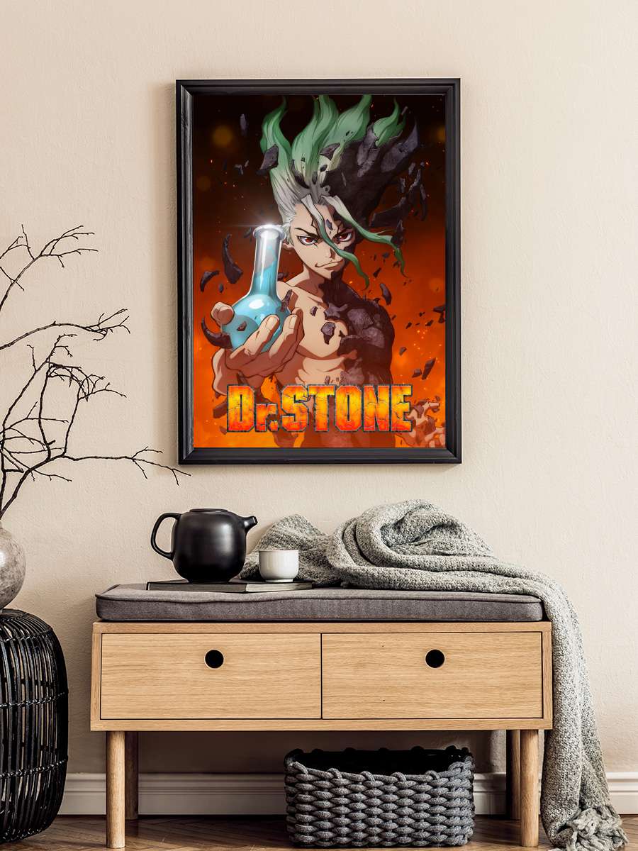 Dr. Stone - Dr.STONE Dizi Tablo Siyah Çerçeveli Dizi Poster Duvar Tablo