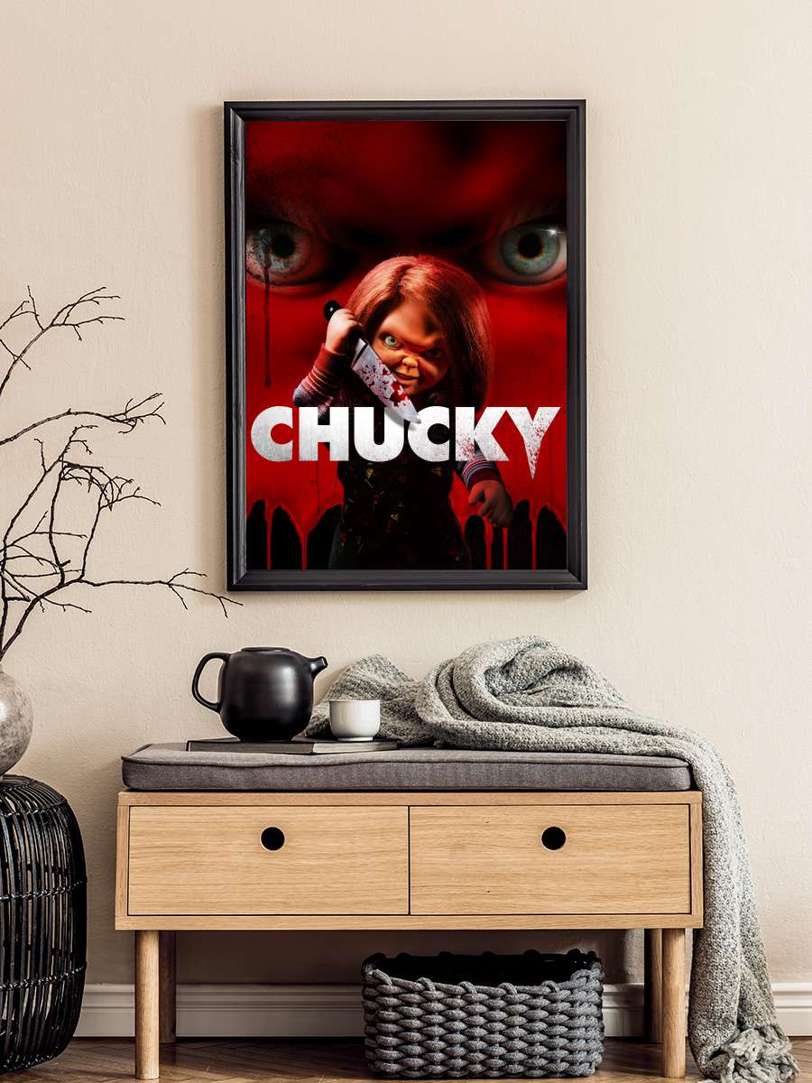 Chucky Dizi Tablo Siyah Çerçeveli Dizi Poster Duvar Tablo