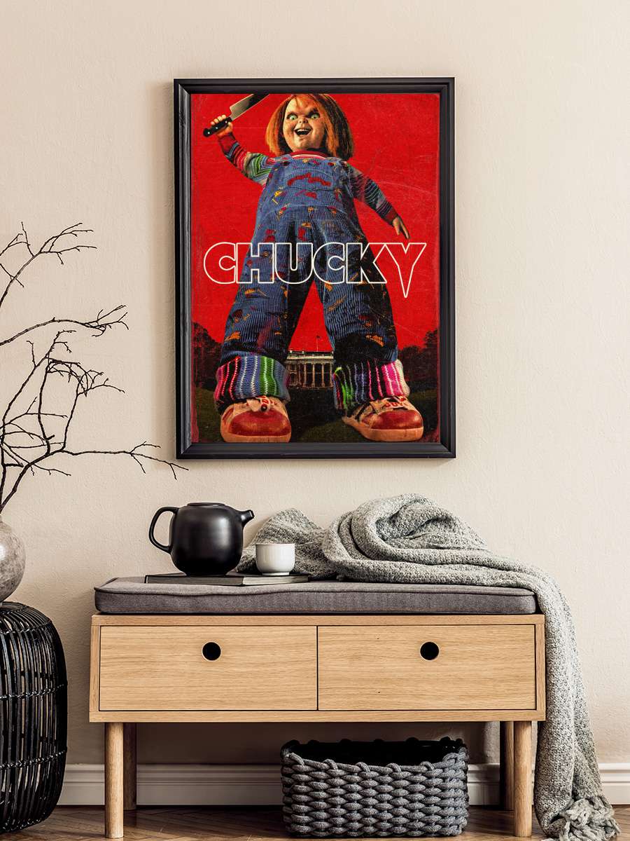 Chucky Dizi Tablo Siyah Çerçeveli Dizi Poster Duvar Tablo