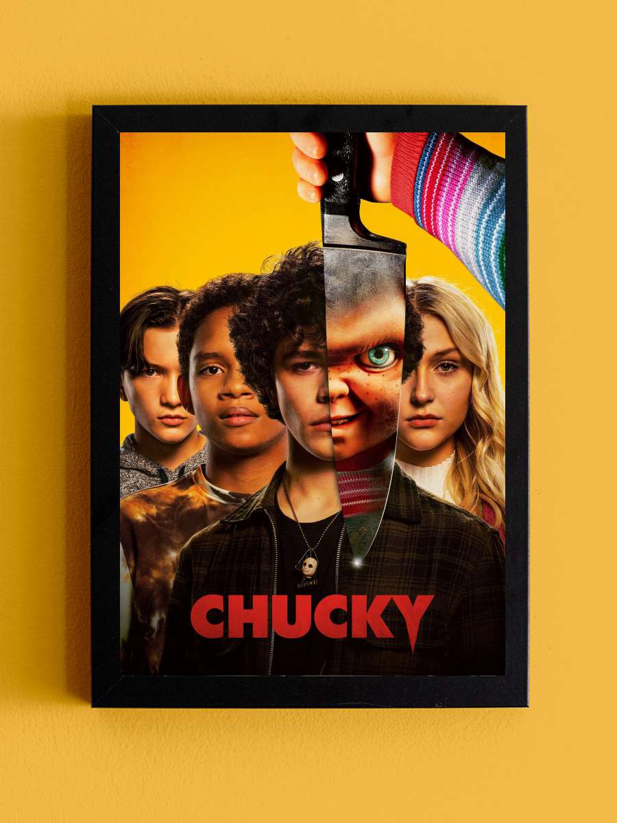 Chucky Dizi Tablo Siyah Çerçeveli Dizi Poster Duvar Tablo