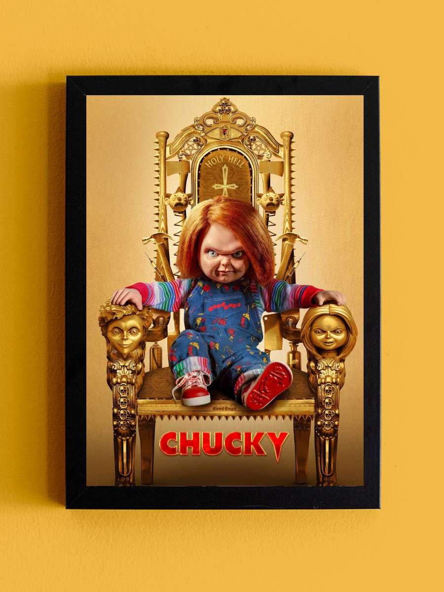 Chucky Dizi Tablo Siyah Çerçeveli Dizi Poster Duvar Tablo