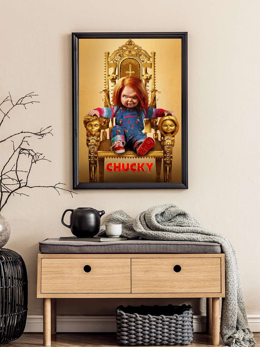 Chucky Dizi Tablo Siyah Çerçeveli Dizi Poster Duvar Tablo