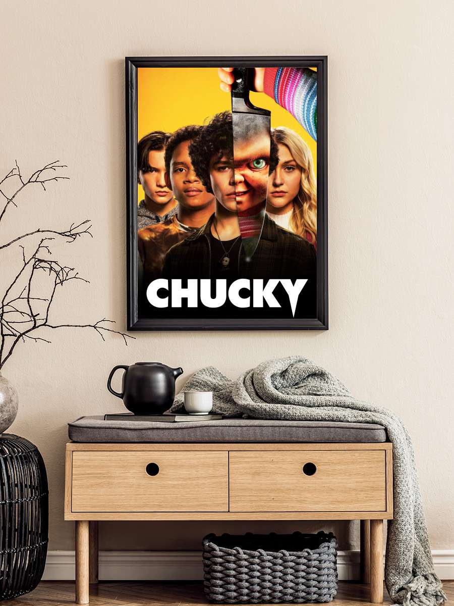 Chucky Dizi Tablo Siyah Çerçeveli Dizi Poster Duvar Tablo