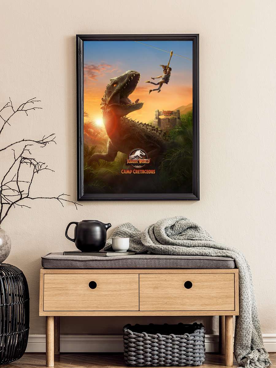 Jurassic World Kretase Kampı - Jurassic World Camp Cretaceous Dizi Tablo Siyah Çerçeveli Dizi Poster Duvar Tablo