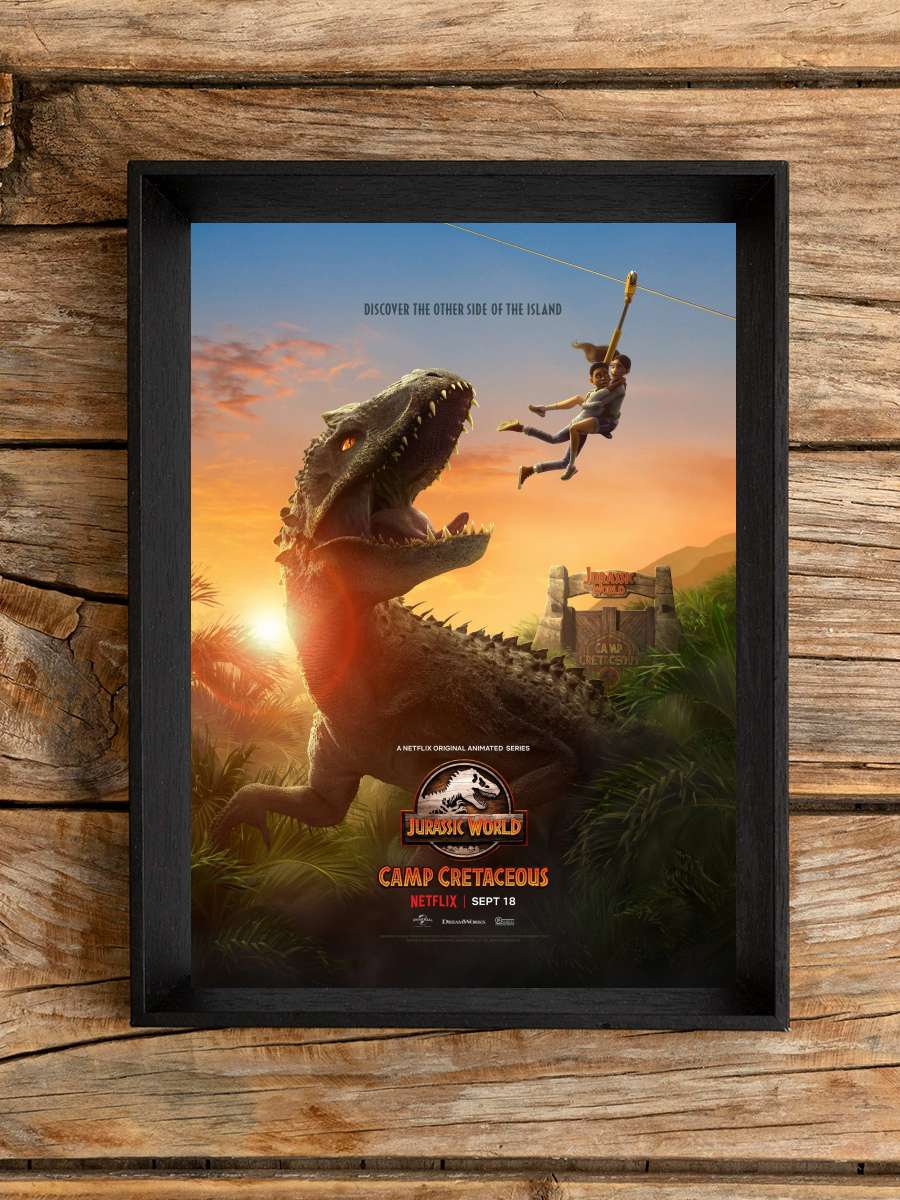 Jurassic World Kretase Kampı - Jurassic World Camp Cretaceous Dizi Tablo Siyah Çerçeveli Dizi Poster Duvar Tablo