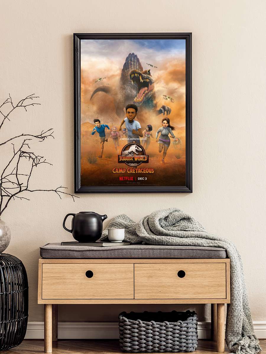 Jurassic World Kretase Kampı - Jurassic World Camp Cretaceous Dizi Tablo Siyah Çerçeveli Dizi Poster Duvar Tablo