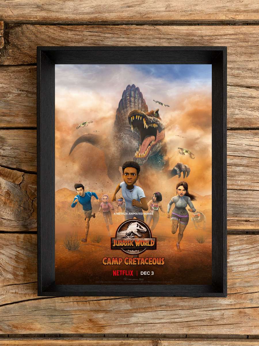 Jurassic World Kretase Kampı - Jurassic World Camp Cretaceous Dizi Tablo Siyah Çerçeveli Dizi Poster Duvar Tablo