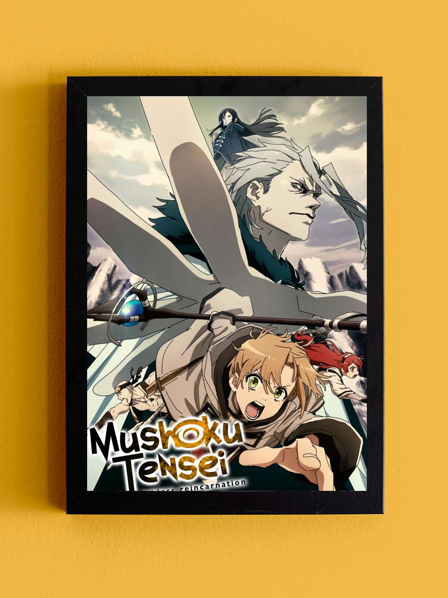 Mushoku Tensei: Isekai Ittara Honki Dasu - 無職転生 ～異世界行ったら本気だす～ Dizi Tablo Siyah Çerçeveli Dizi Poster Duvar Tablo