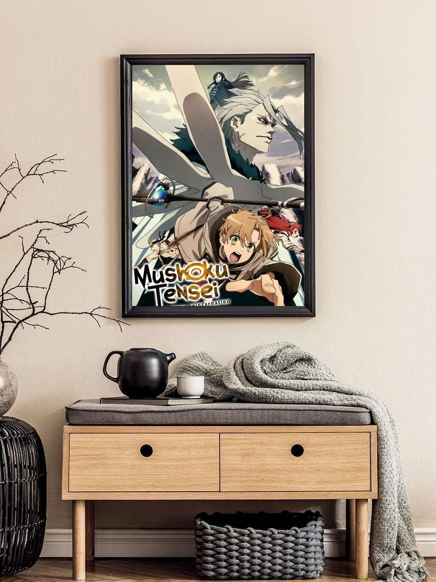 Mushoku Tensei: Isekai Ittara Honki Dasu - 無職転生 ～異世界行ったら本気だす～ Dizi Tablo Siyah Çerçeveli Dizi Poster Duvar Tablo