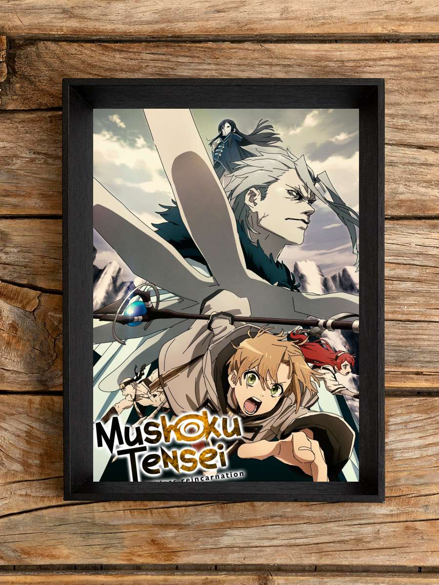 Mushoku Tensei: Isekai Ittara Honki Dasu - 無職転生 ～異世界行ったら本気だす～ Dizi Tablo Siyah Çerçeveli Dizi Poster Duvar Tablo