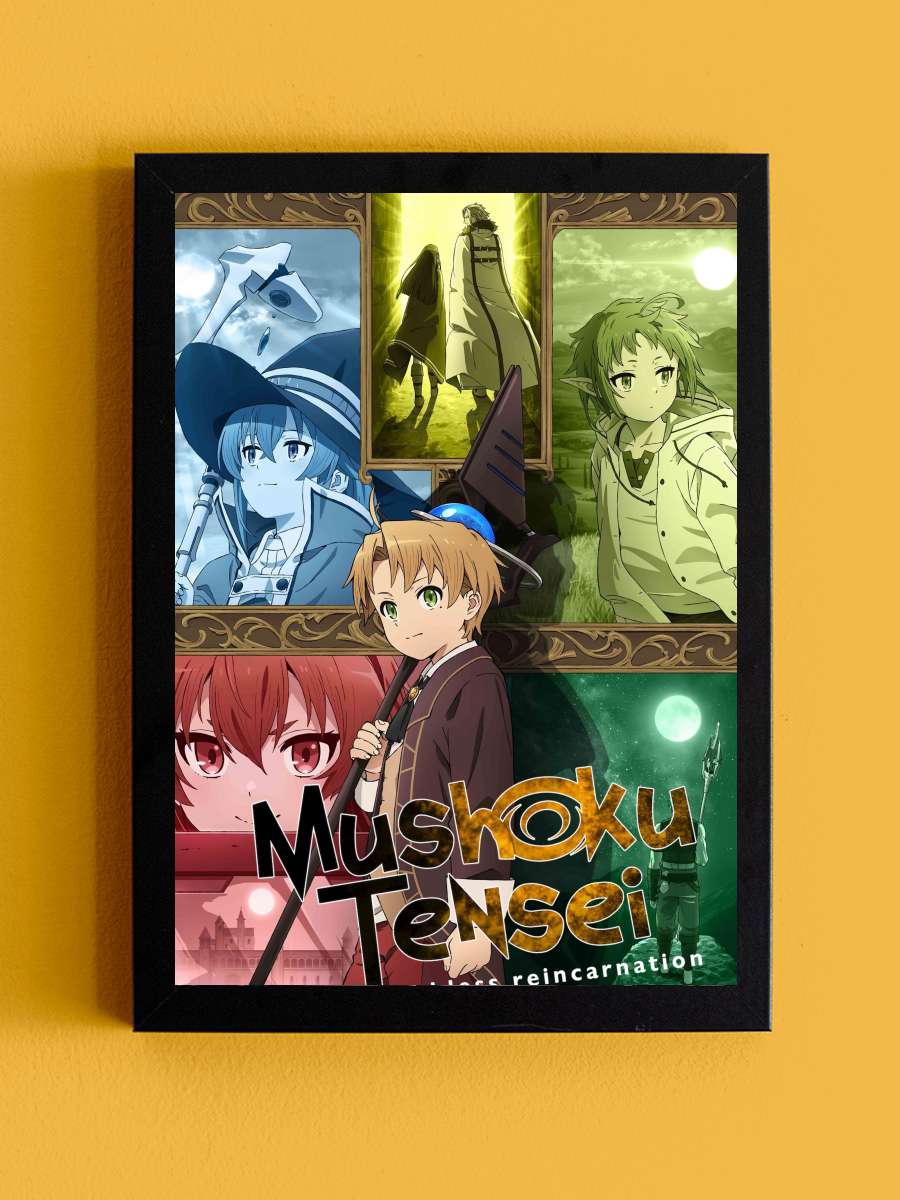 Mushoku Tensei: Isekai Ittara Honki Dasu - 無職転生 ～異世界行ったら本気だす～ Dizi Tablo Siyah Çerçeveli Dizi Poster Duvar Tablo