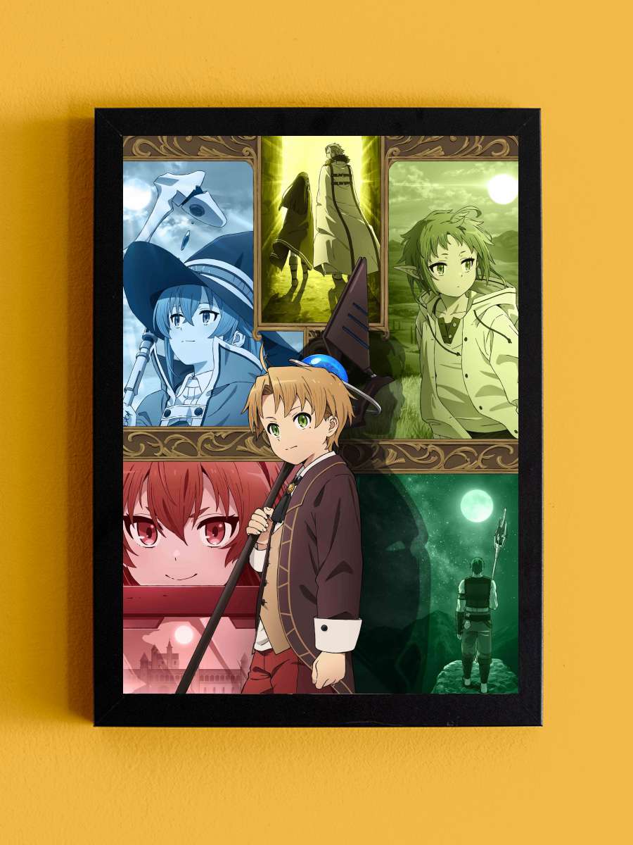 Mushoku Tensei: Isekai Ittara Honki Dasu - 無職転生 ～異世界行ったら本気だす～ Dizi Tablo Siyah Çerçeveli Dizi Poster Duvar Tablo