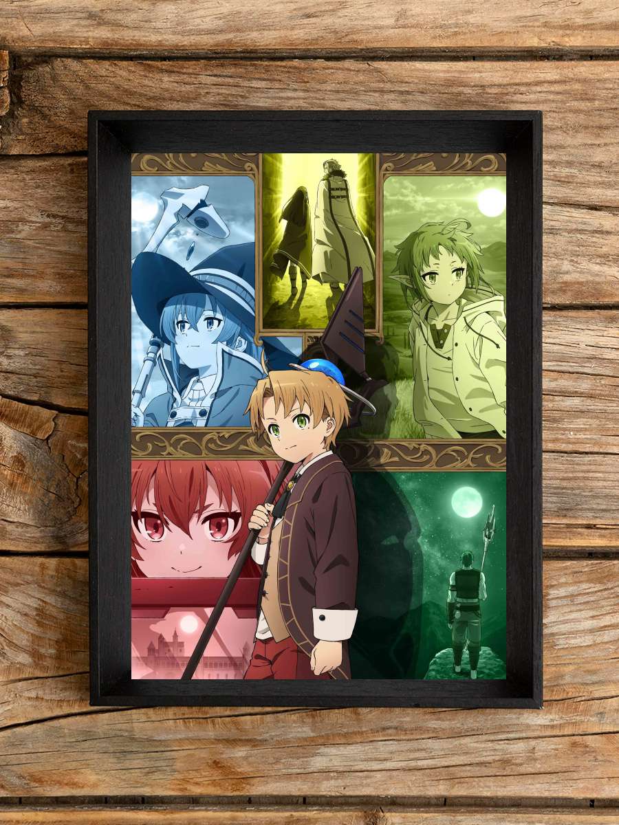 Mushoku Tensei: Isekai Ittara Honki Dasu - 無職転生 ～異世界行ったら本気だす～ Dizi Tablo Siyah Çerçeveli Dizi Poster Duvar Tablo