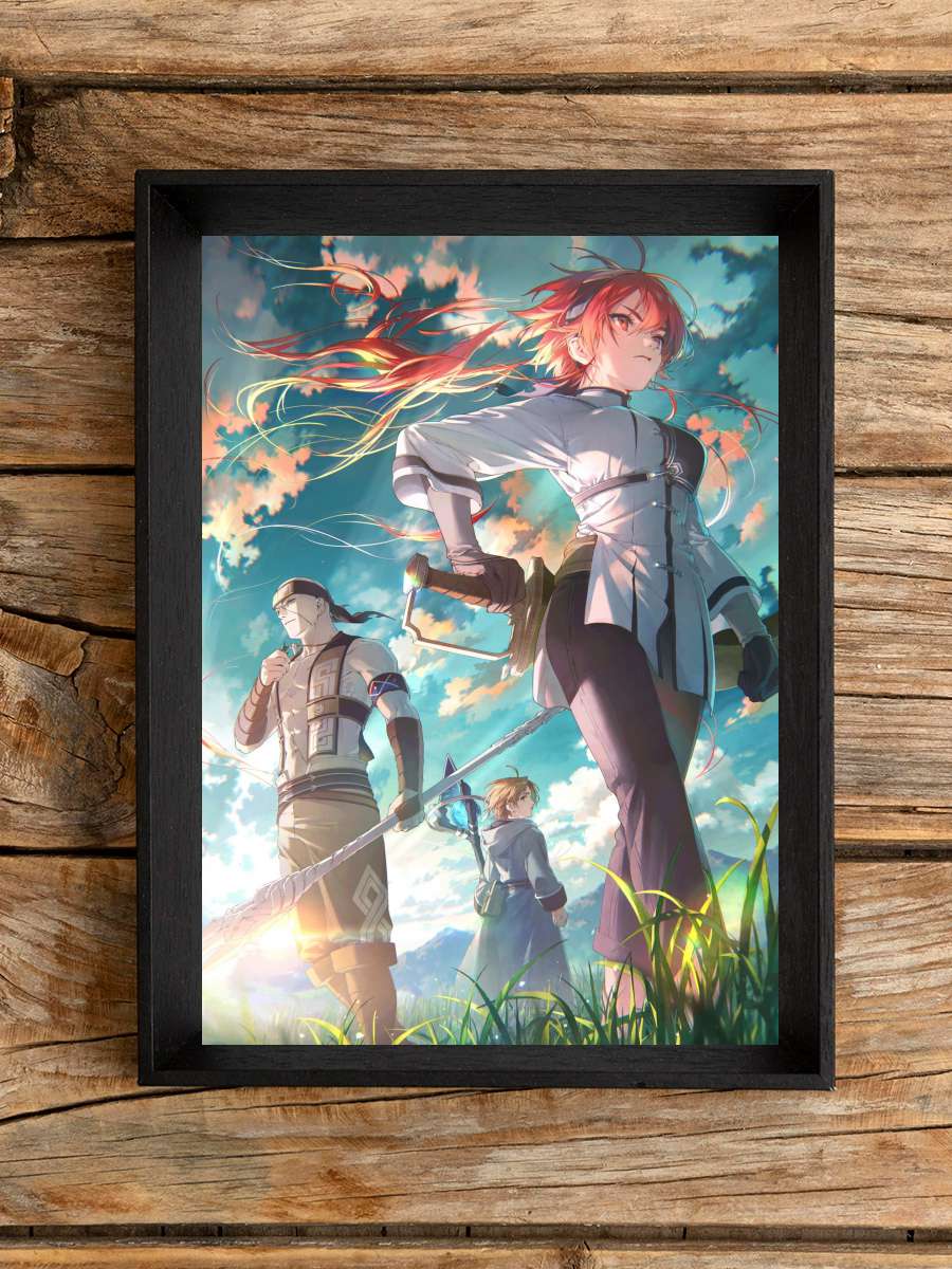 Mushoku Tensei: Isekai Ittara Honki Dasu - 無職転生 ～異世界行ったら本気だす～ Dizi Tablo Siyah Çerçeveli Dizi Poster Duvar Tablo