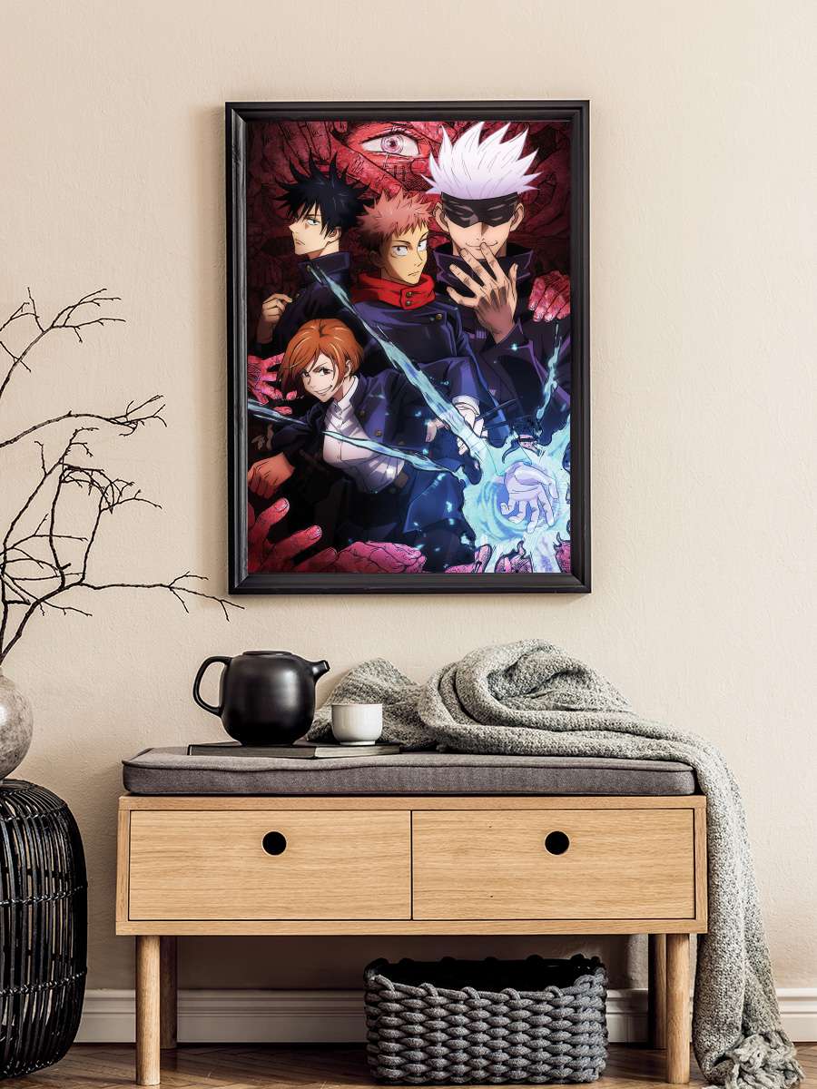 Jujutsu Kaisen - 呪術廻戦 Dizi Tablo Siyah Çerçeveli Dizi Poster Duvar Tablo