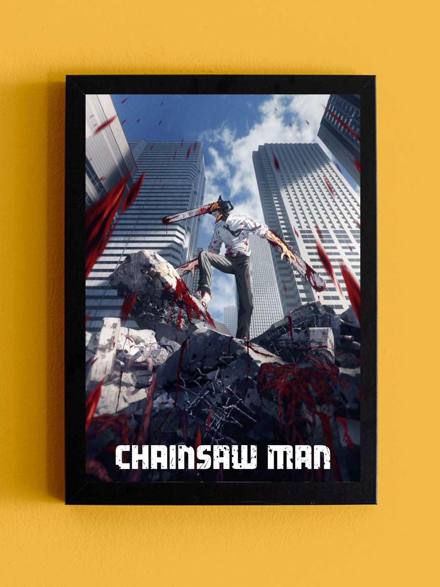 Chainsaw Man - チェンソーマン Dizi Tablo Siyah Çerçeveli Dizi Poster Duvar Tablo