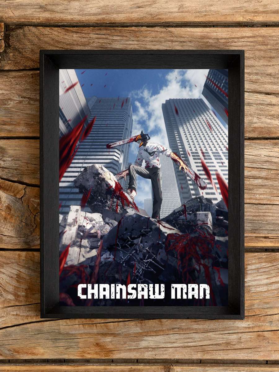 Chainsaw Man - チェンソーマン Dizi Tablo Siyah Çerçeveli Dizi Poster Duvar Tablo