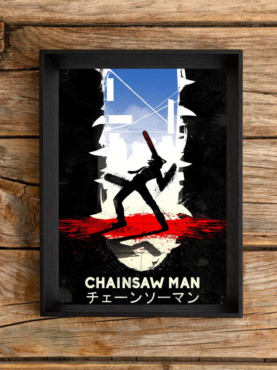 Chainsaw Man - チェンソーマン Dizi Tablo Siyah Çerçeveli Dizi Poster Duvar Tablo