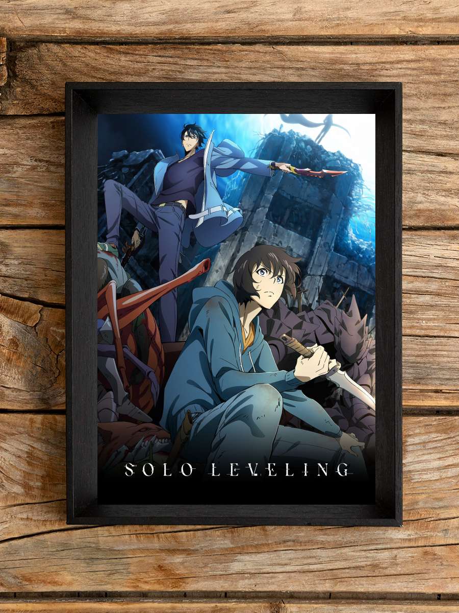 Solo Leveling - 俺だけレベルアップな件 Dizi Tablo Siyah Çerçeveli Dizi Poster Duvar Tablo