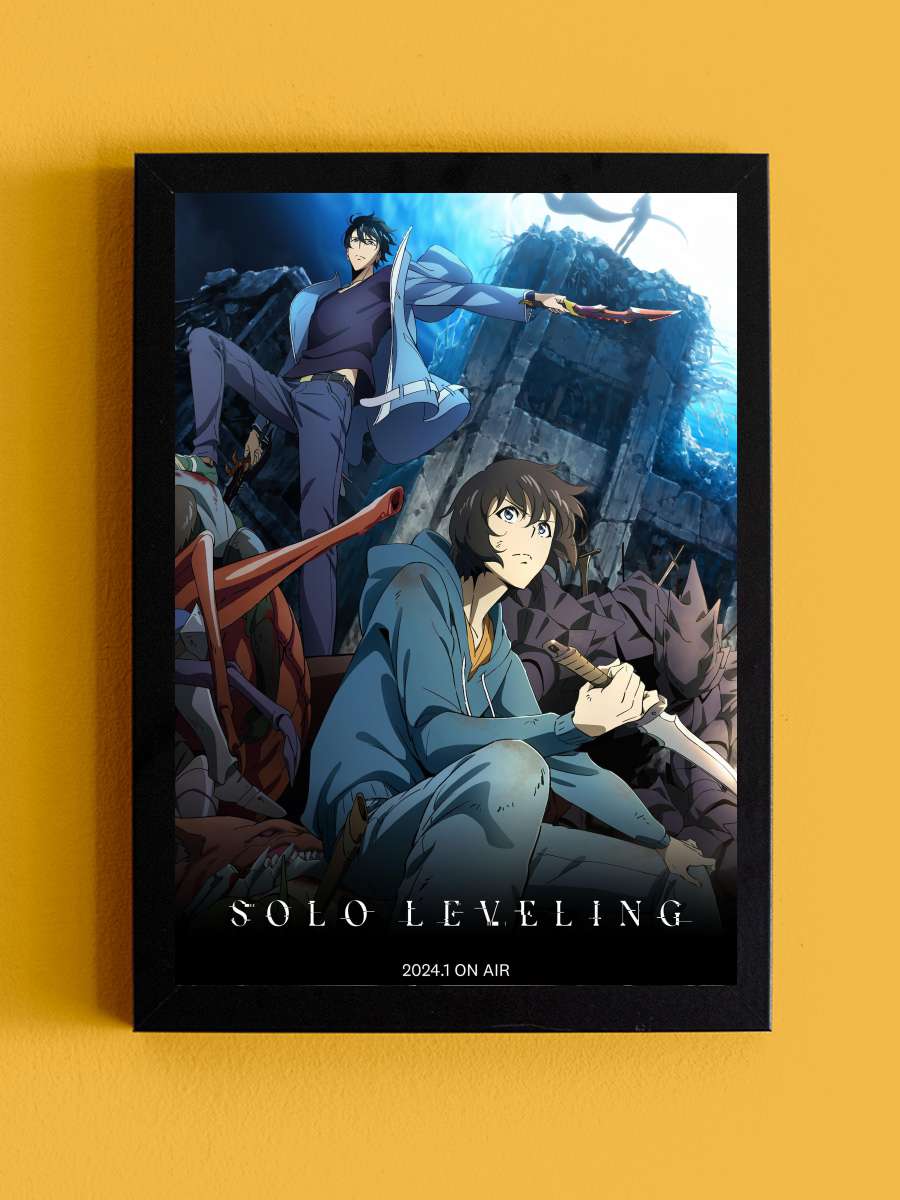 Solo Leveling - 俺だけレベルアップな件 Dizi Tablo Siyah Çerçeveli Dizi Poster Duvar Tablo