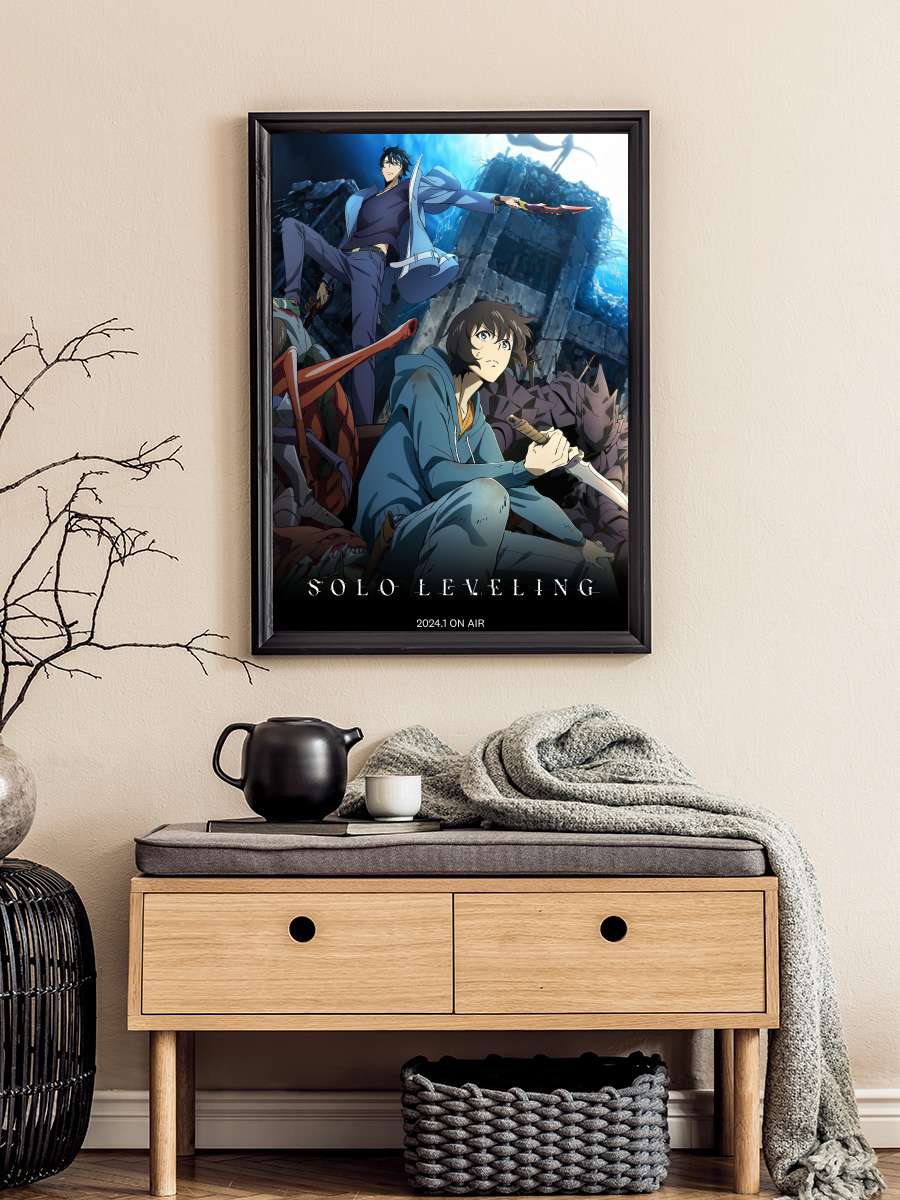 Solo Leveling - 俺だけレベルアップな件 Dizi Tablo Siyah Çerçeveli Dizi Poster Duvar Tablo